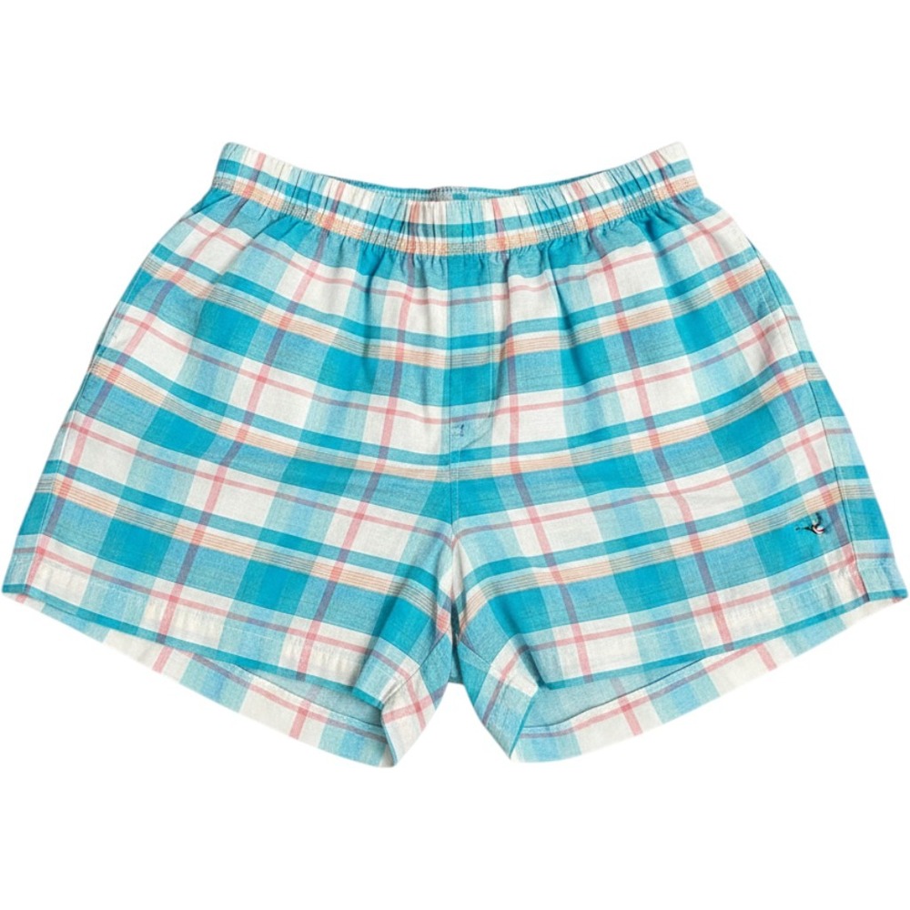 Flying Scotsman Vintage Mens Plaid Madras Swim Trunks Turquoise Pink White  36